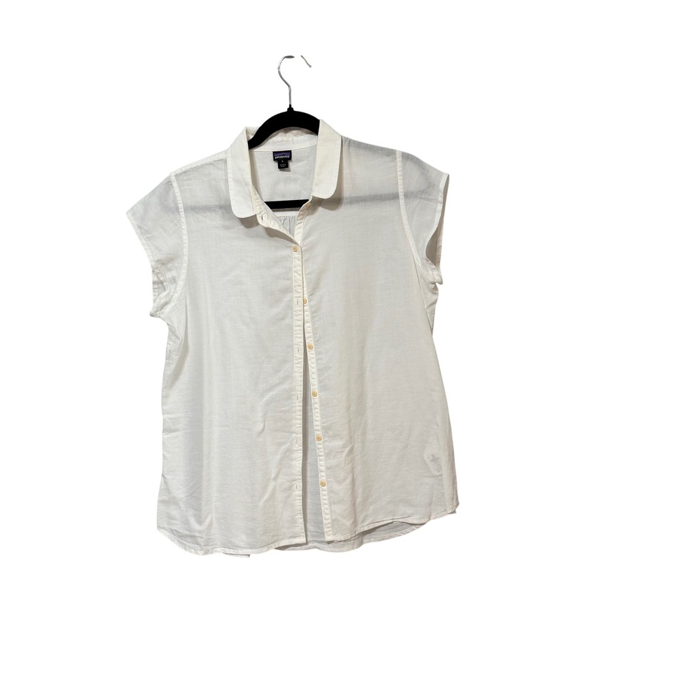 Patagonia White Organic Cotton Hemp Short Sleeve Button Down Shirt 54340 Size 6